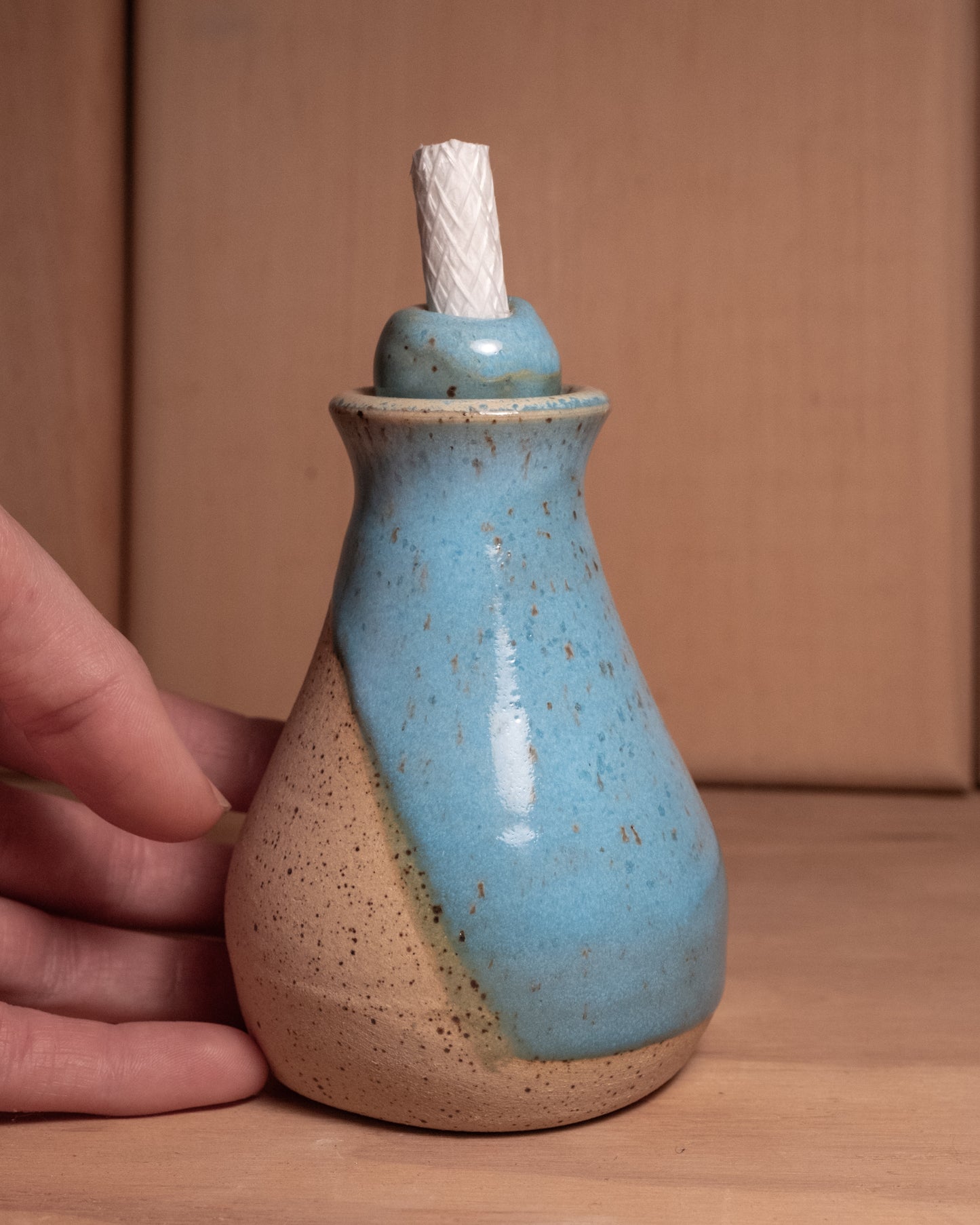 Oil Lamp - Speckled Blue